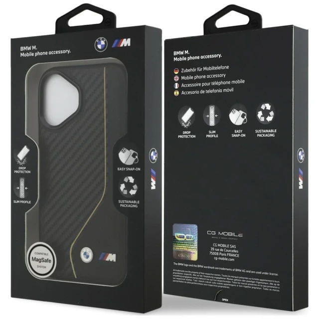 Чохол BMW M Carbon Line & Logo для iPhone 17 Yellow with MagSafe (BMHMP17S25PCCSCKY)
