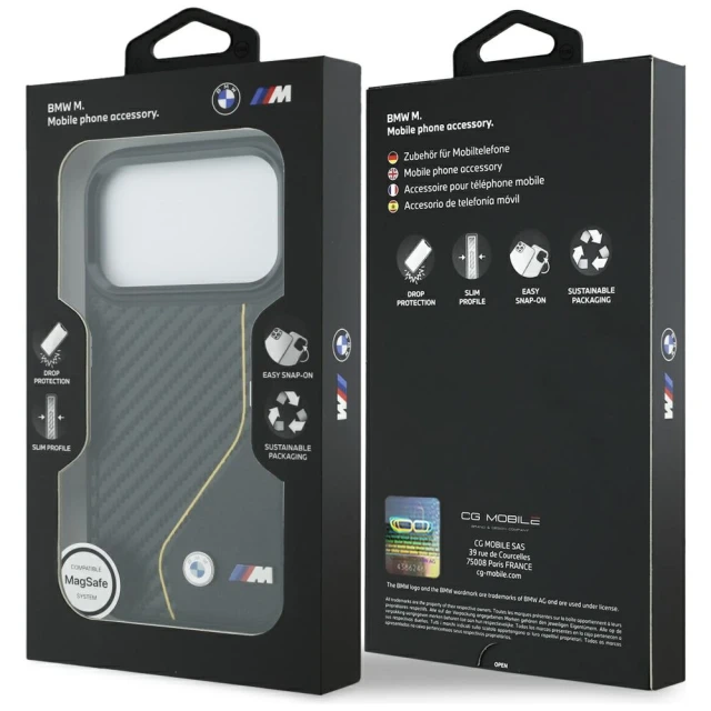 Чохол BMW M Carbon Line & Logo для iPhone 17 Pro Yellow with MagSafe (BMHMP17L25PCCSCKY)