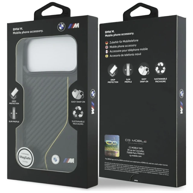 Чохол BMW M Carbon Line & Logo для iPhone 17 Pro Max Yellow with MagSafe (BMHMP17X25PCCSCKY)