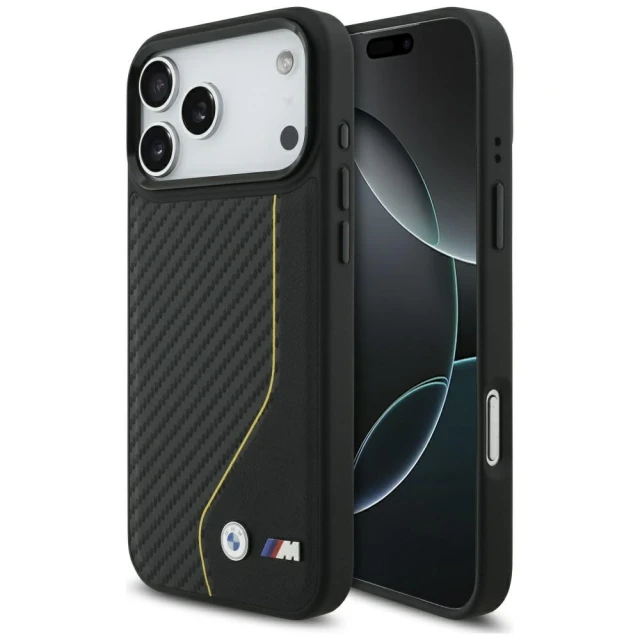 Чохол BMW M Carbon Line & Logo для iPhone 17 Pro Max Yellow with MagSafe (BMHMP17X25PCCSCKY)