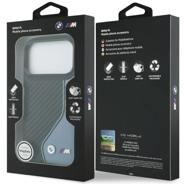 Чохол BMW M Carbon Logo для iPhone 17 Pro Blue with MagSafe (BMHMP17L25PCCSCBK)