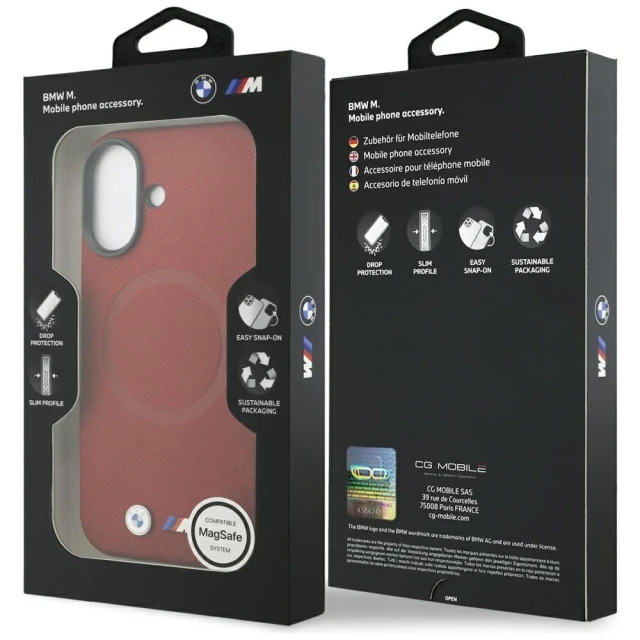 Чохол BMW M FW Metal Logo для iPhone 17 Red with MagSafe (BMHMP17S25PFWSMR)