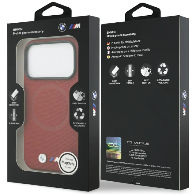 Чохол BMW M FW Metal Logo для iPhone 17 Pro Red with MagSafe (BMHMP17L25PFWSMR)