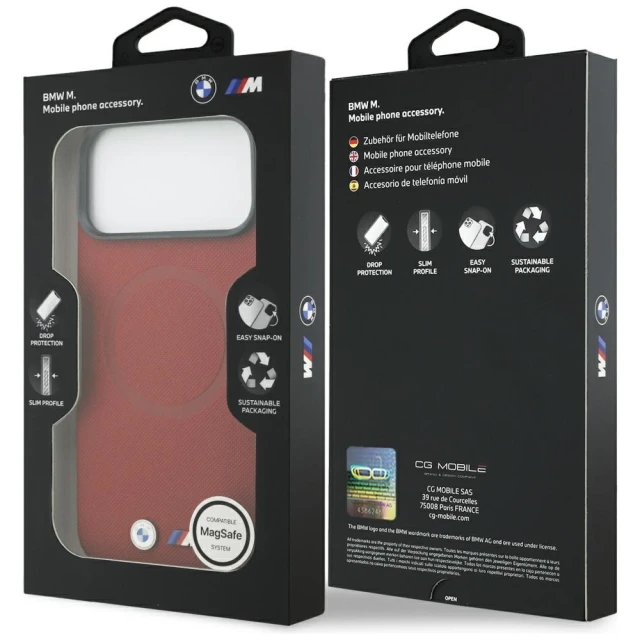 Чохол BMW M FW Metal Logo для iPhone 17 Pro Max Red with MagSafe (BMHMP17X25PFWSMR)