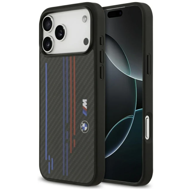 Чохол BMW M Kevlar Lines & Logo для iPhone 17 Pro Max Black with MagSafe (BMHMP17X25CFSTSK)
