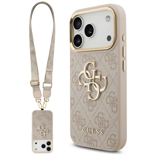 Чохол Guess 4G Big 4G Classic Logo Big Strap Metal Buttons для iPhone 17 Pro Pink (GUHCP17LP4G4BCSP)