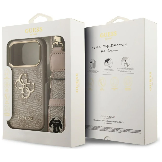 Чохол Guess 4G Big 4G Classic Logo Big Strap Metal Buttons для iPhone 17 Pro Pink (GUHCP17LP4G4BCSP)