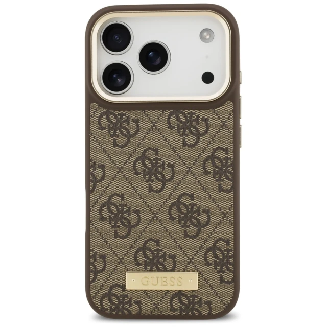 Чохол Guess 4G Logo Plate для iPhone 17 Pro Brown with MagSafe (GUHMP17LU4GPRW)