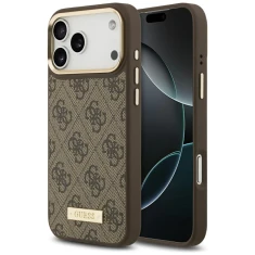 Чохол Guess 4G Logo Plate для iPhone 17 Pro Max Brown with MagSafe (GUHMP17XU4GPRW)