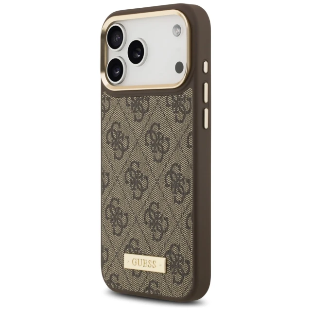 Чохол Guess 4G Logo Plate для iPhone 17 Pro Max Brown with MagSafe (GUHMP17XU4GPRW)