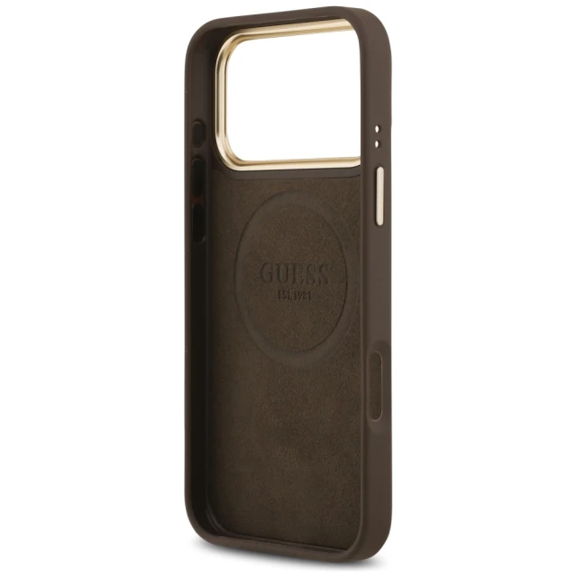 Чохол Guess 4G Logo Plate для iPhone 17 Pro Max Brown with MagSafe (GUHMP17XU4GPRW)