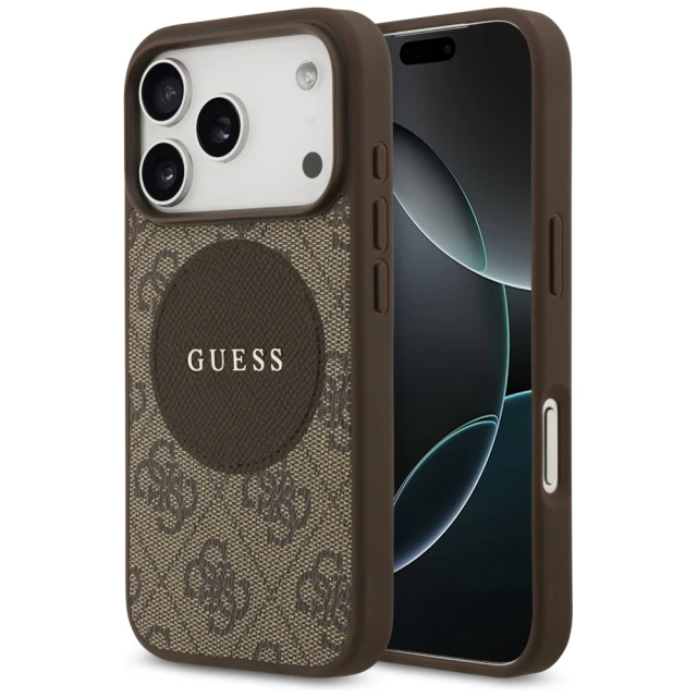 Чохол Guess 4G Circle Classic Logo для iPhone 17 Pro Brown with MagSafe (GUHMP17LP4PGRSGW)