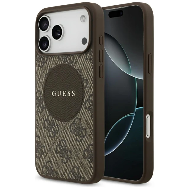 Чохол Guess 4G Circle Classic Logo для iPhone 17 Pro Max Brown with MagSafe (GUHMP17XP4PGRSGW)