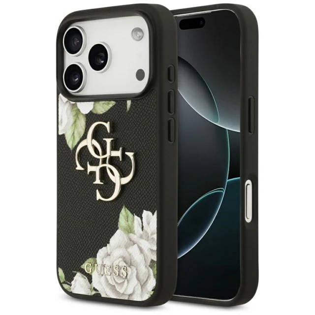 Чохол Guess Grained Roses & Big 4G Logo для iPhone 17 Pro Black (GUHCP17LPGROP4MK)