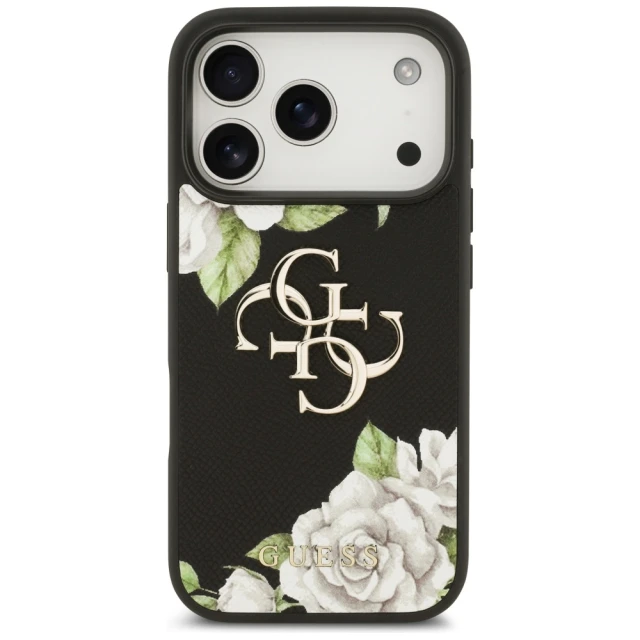 Чохол Guess Grained Roses & Big 4G Logo для iPhone 17 Pro Black (GUHCP17LPGROP4MK)