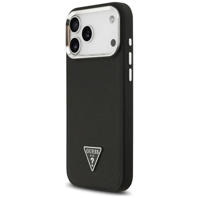 Чохол Guess Grained Triangle Logo для iPhone 17 Pro Black with MagSafe (GUHMP17LPGTSPSK)