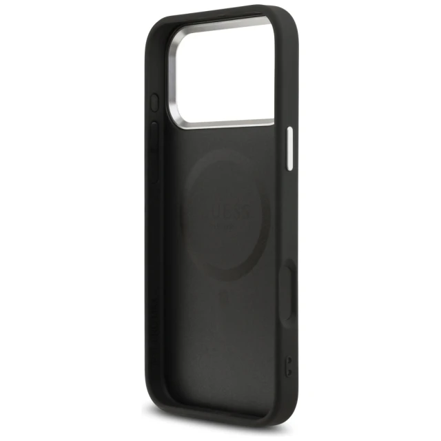 Чохол Guess Grained Triangle Logo для iPhone 17 Pro Max Black with MagSafe (GUHMP17XPGTSPSK)