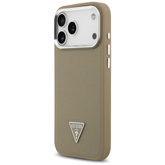 Чохол Guess Grained Triangle Logo для iPhone 17 Pro Brown with MagSafe (GUHMP17LPGTSPSW)