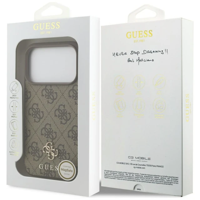 Чохол Guess 4G Small Classic Logo для iPhone 17 Pro Brown with MagSafe (GUHMP17LP4SM4MW)