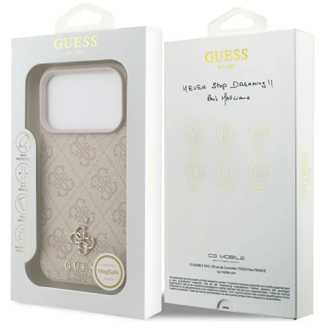 Чохол Guess 4G Small 4G and Classic для iPhone 17 Pro Pink with MagSafe (GUHMP17LP4SM4MP)