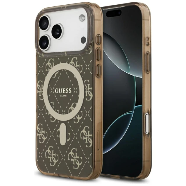 Чохол Guess IML 4G Background для iPhone 17 Pro Max Brown with MagSafe (GUHMP17XH4DTEW)