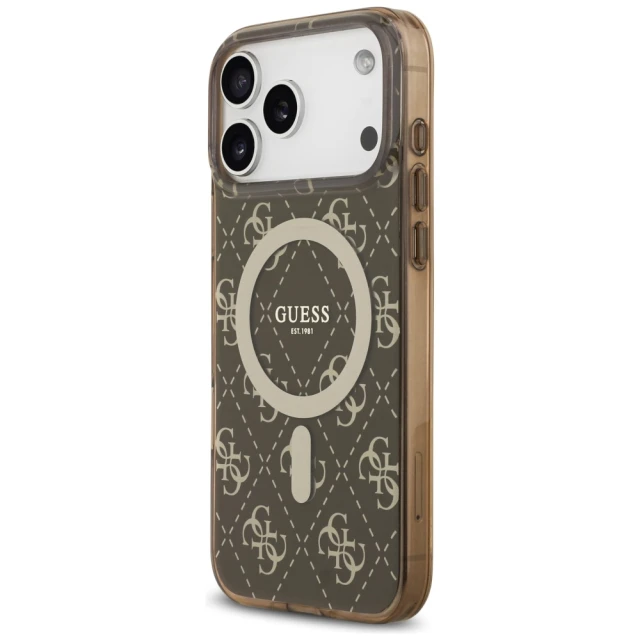 Чохол Guess IML 4G Background для iPhone 17 Pro Max Brown with MagSafe (GUHMP17XH4DTEW)