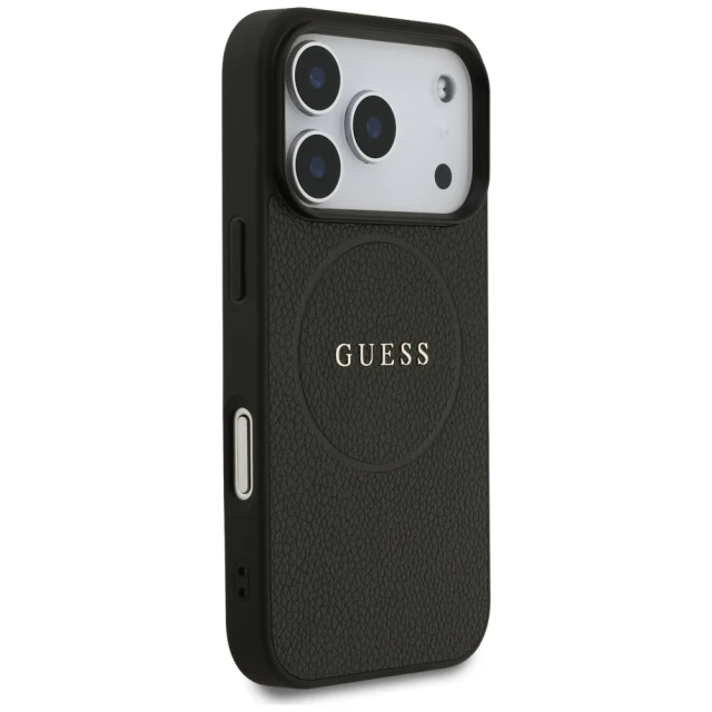 Чехол Guess Grained Ring для iPhone 17 Pro Black with MagSafe (GUHMP17LPGHSMMK)