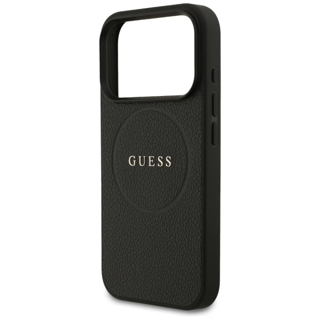 Чехол Guess Grained Ring для iPhone 17 Pro Black with MagSafe (GUHMP17LPGHSMMK)
