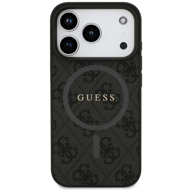 Чехол Guess 4G Ring Classic Logo для iPhone 17 Pro Black with MagSafe (GUHMP17LG4GFRK)