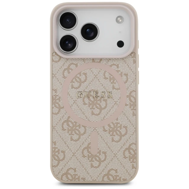 Чохол Guess 4G Ring Classic Logo для iPhone 17 Pro Pink with MagSafe (GUHMP17LG4GFRP)