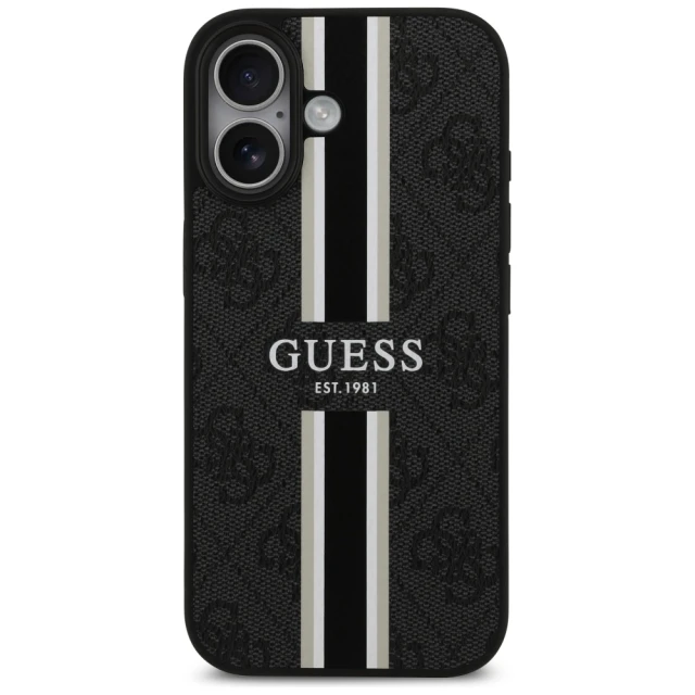 Чехол Guess 4G Printed Stripes для iPhone 17 Black with MagSafe (GUHMP17SP4RPSK)