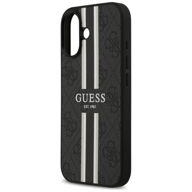 Чехол Guess 4G Printed Stripes для iPhone 17 Black with MagSafe (GUHMP17SP4RPSK)