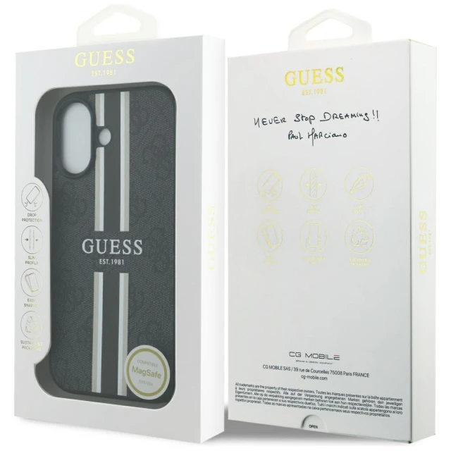 Чехол Guess 4G Printed Stripes для iPhone 17 Black with MagSafe (GUHMP17SP4RPSK)