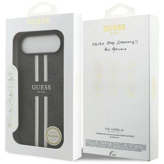 Чохол Guess 4G Printed Stripes для iPhone 17 Air Black with MagSafe (GUHMP17MP4RPSK)