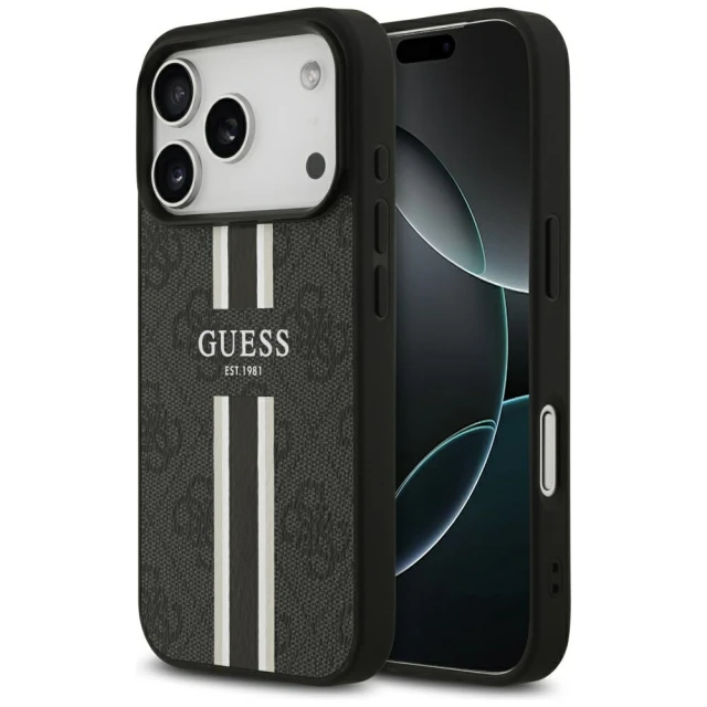 Чохол Guess 4G Printed Stripes для iPhone 17 Pro Black with MagSafe (GUHMP17LP4RPSK)