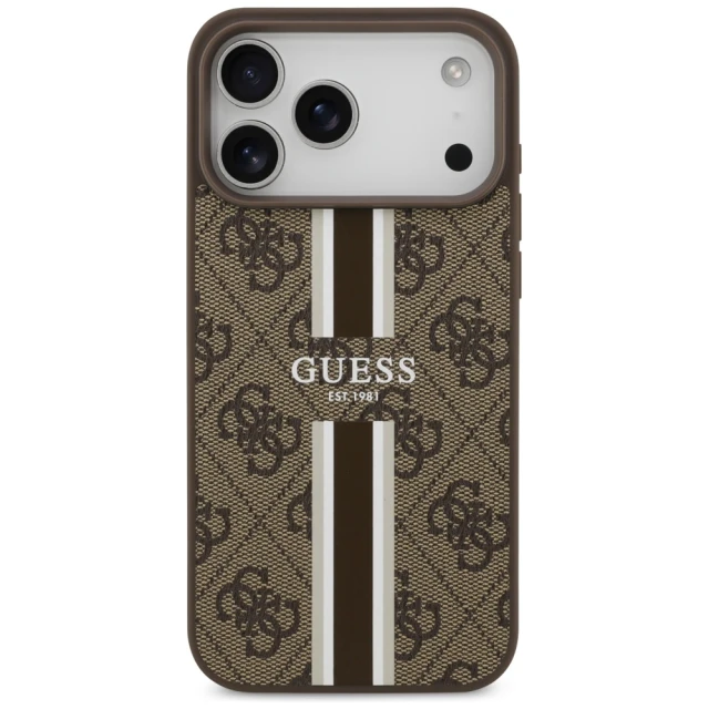 Чохол Guess 4G Printed Stripes для iPhone 17 Pro Max Brown with MagSafe (GUHMP17XP4RPSW)