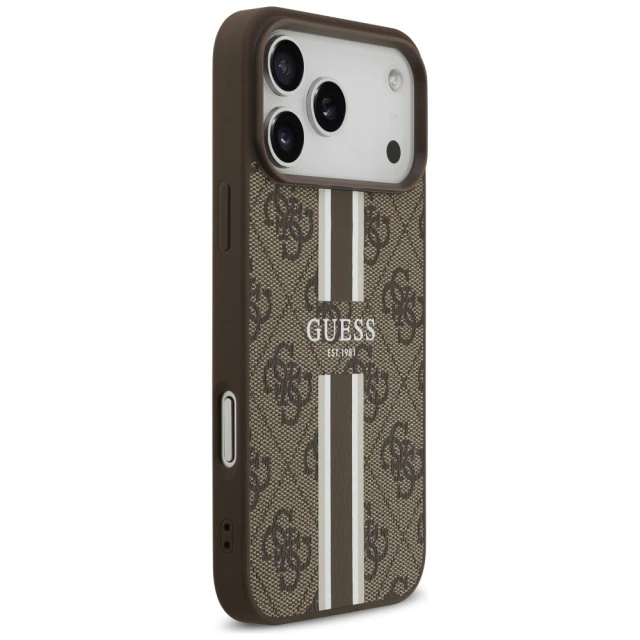 Чохол Guess 4G Printed Stripes для iPhone 17 Pro Max Brown with MagSafe (GUHMP17XP4RPSW)