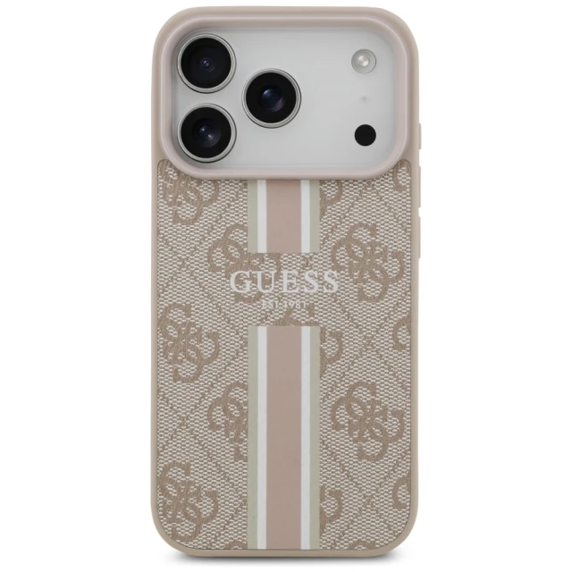 Чохол Guess 4G Printed Stripes для iPhone 17 Pro Pink with MagSafe (GUHMP17LP4RPSP)