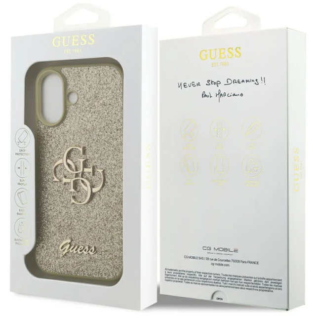 Чохол Guess Fixed Glitter Big 4G для iPhone 17 Gold (GUHCP17SHG4SGD)