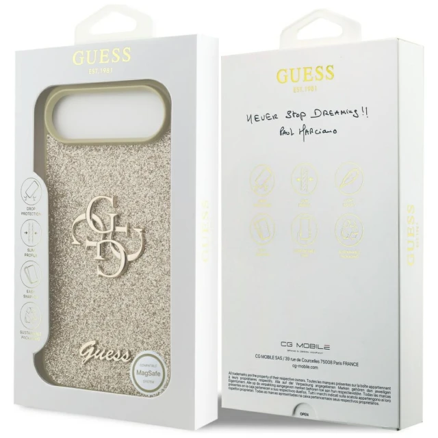 Чохол Guess Fixed Glitter Big 4G для iPhone 17 Air Gold (GUHCP17MHG4SGD)