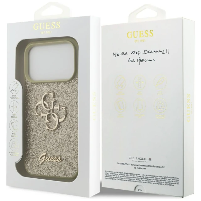 Чохол Guess Fixed Glitter Big 4G для iPhone 17 Pro Gold (GUHCP17LHG4SGD)