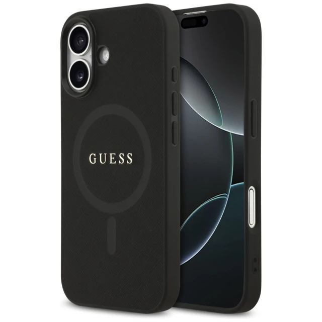 Чохол Guess Saffiano Classic Logo для iPhone 17 Black with MagSafe (GUHMP17SPSAHMCK)
