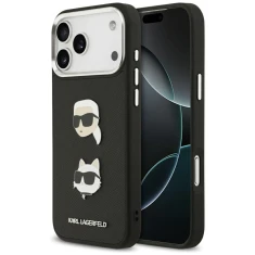 Чохол Karl Lagerfeld FW Grained Karl & Choupette Heads Pins & Logo для iPhone 17 Pro Max Black (KLHCP17XPSFDHPOK)