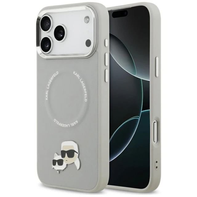 Чохол Karl Lagerfeld Karl & Choupette Pins для iPhone 17 Pro Gray with MagSafe (KLHMP17LPSMLRKCG)
