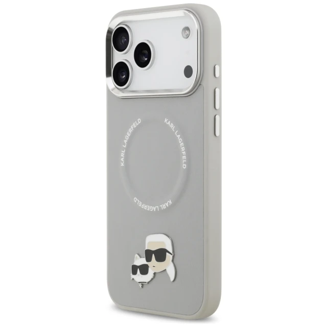 Чохол Karl Lagerfeld Karl & Choupette Pins для iPhone 17 Pro Gray with MagSafe (KLHMP17LPSMLRKCG)