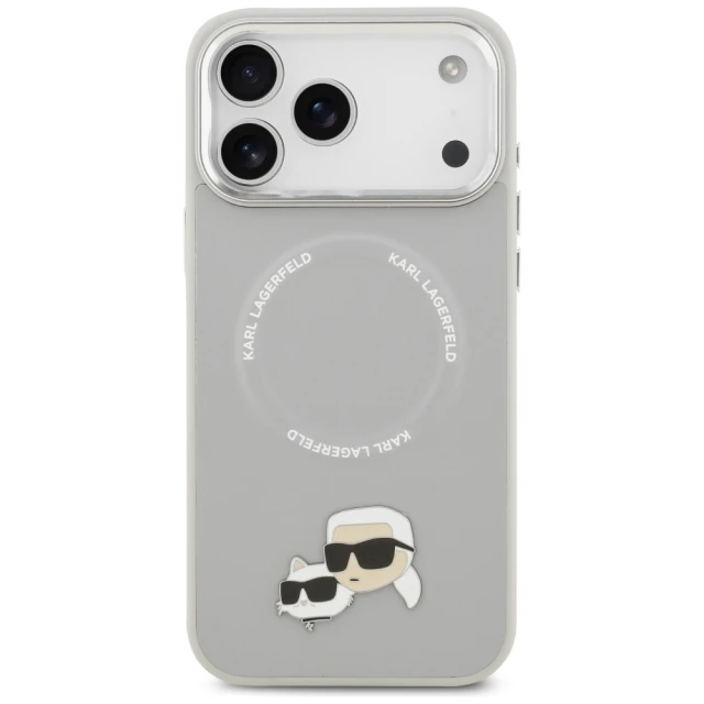 Чохол Karl Lagerfeld Karl & Choupette Pins для iPhone 17 Pro Gray with MagSafe (KLHMP17LPSMLRKCG)