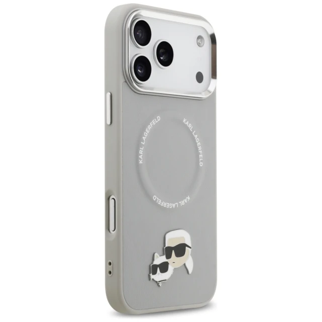 Чохол Karl Lagerfeld Karl & Choupette Pins для iPhone 17 Pro Gray with MagSafe (KLHMP17LPSMLRKCG)