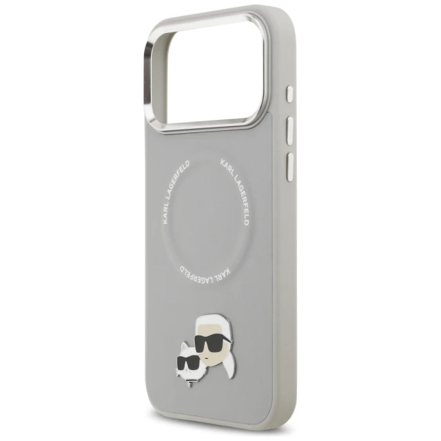 Чохол Karl Lagerfeld Karl & Choupette Pins для iPhone 17 Pro Gray with MagSafe (KLHMP17LPSMLRKCG)