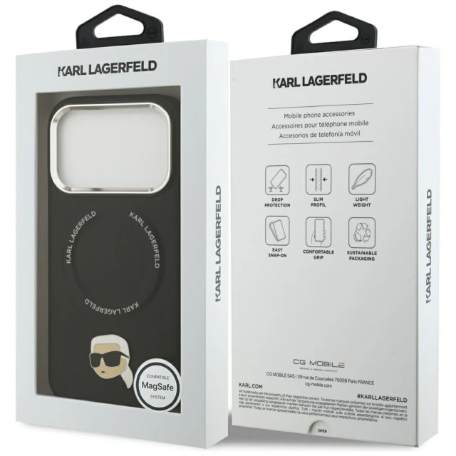 Чохол Karl Lagerfeld Karl Pin для iPhone 17 Pro Max Black with MagSafe (KLHMP17XPSMLRKLK)