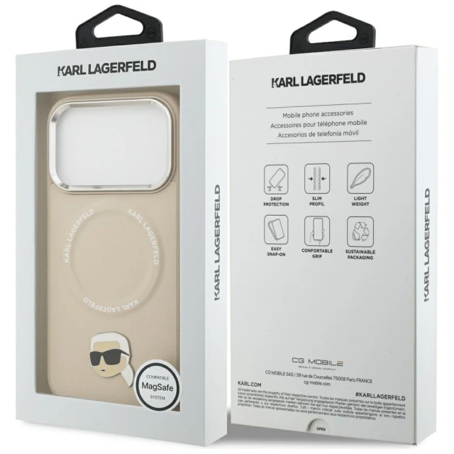 Чохол Karl Lagerfeld Karl Pin для iPhone 17 Pro Max Beige with MagSafe (KLHMP17XPSMLRKLE)